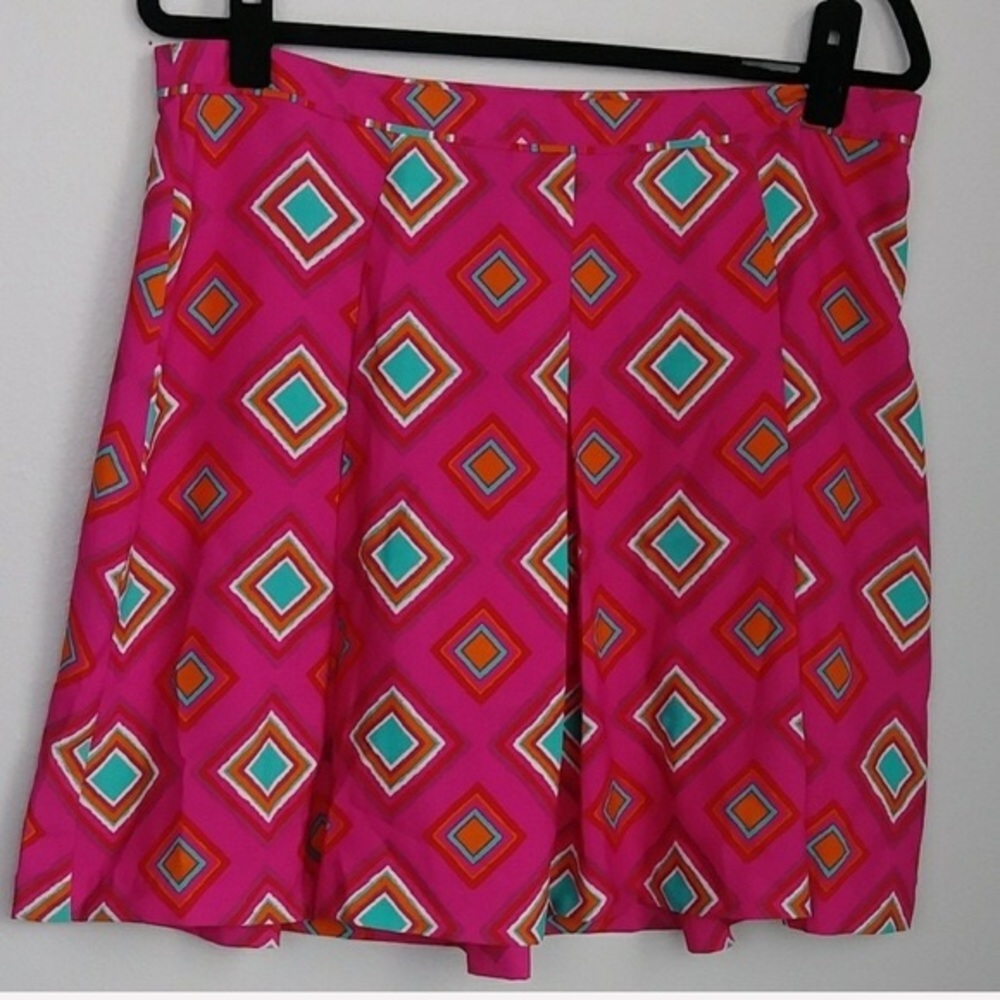 Tommy Hilfiger Fuchsia School Girl Pleated Groovy Colorful Diamond Skirt